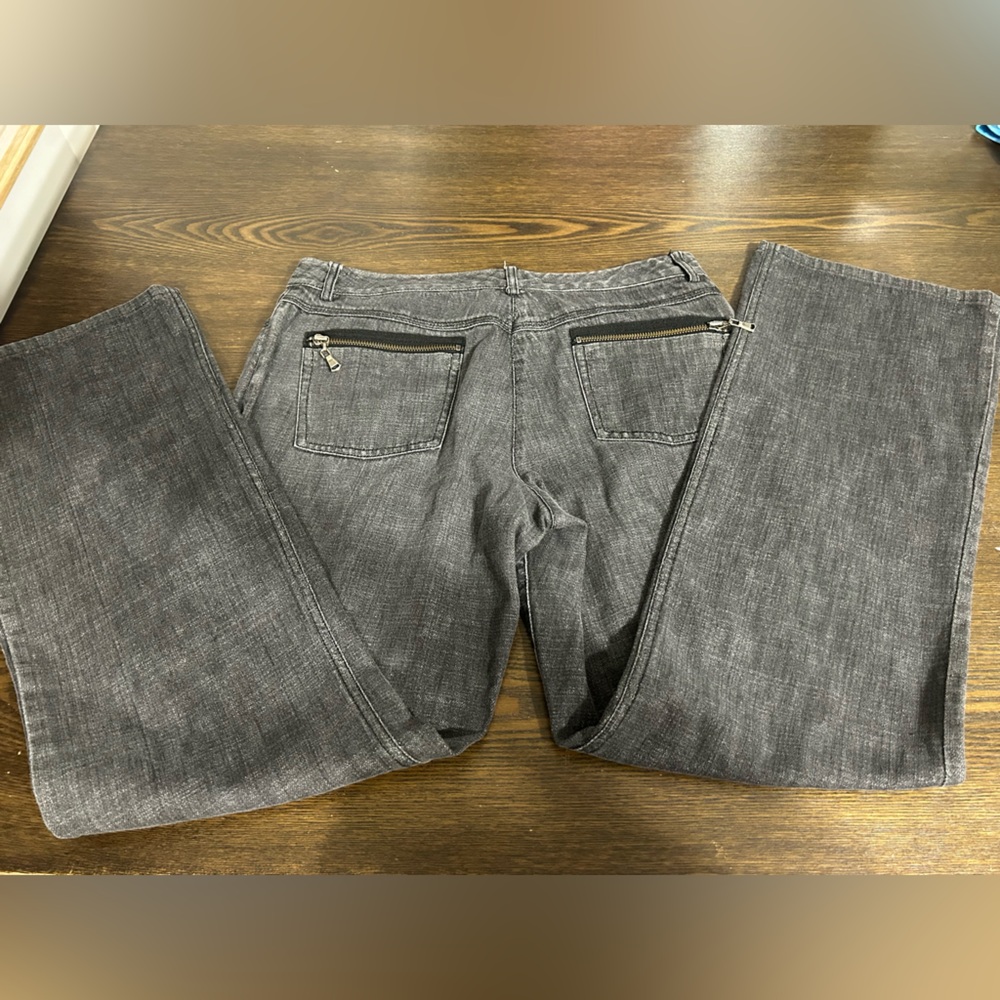 Spanner Charcoal Straight Leg Jeans Cotton Zipper Pocket Pants Size 8